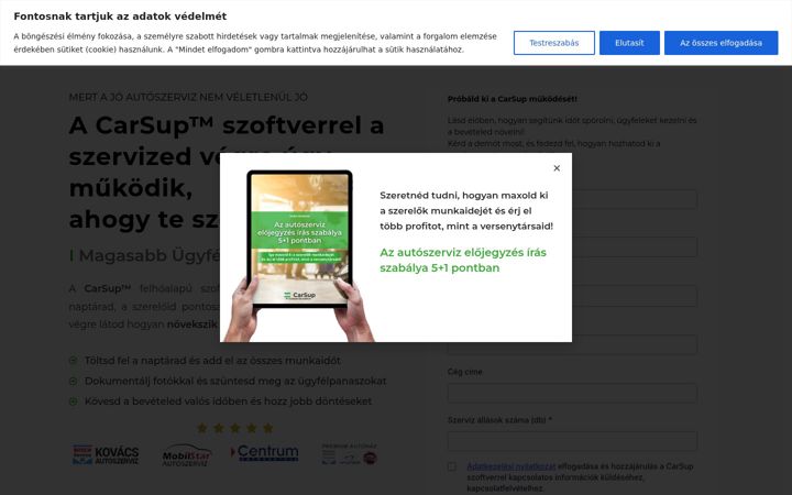 Capture d'écran de carsup.hu