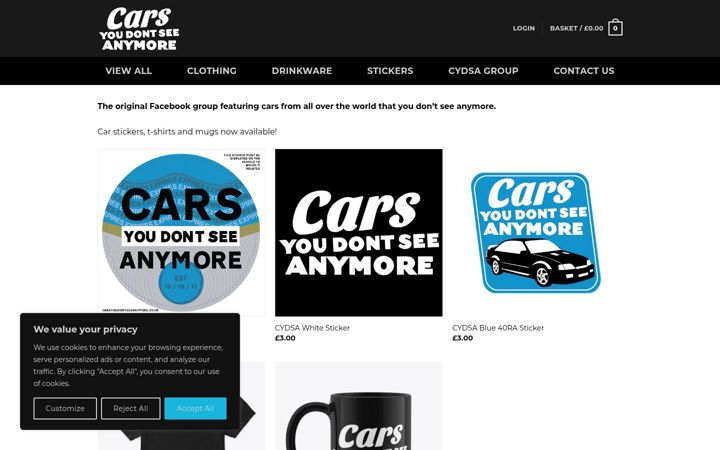 Screenshot of carsyoudontseeanymore.co.uk