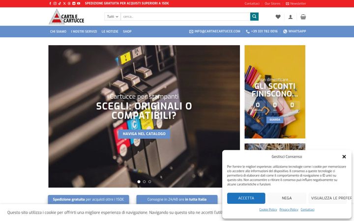 Screenshot of cartaecartucce.com