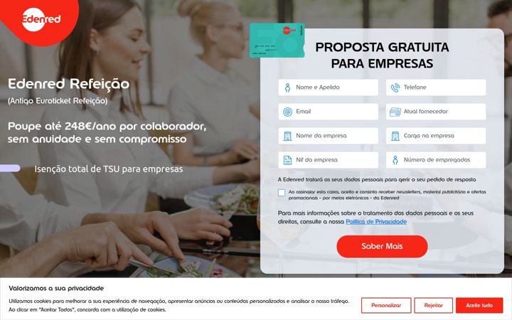 Screenshot of cartao-de-refeicao.pt