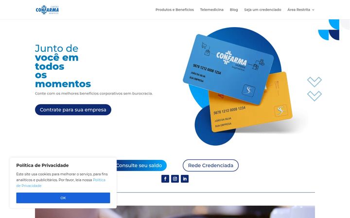 Skärmbild av cartaoconfarma.com.br