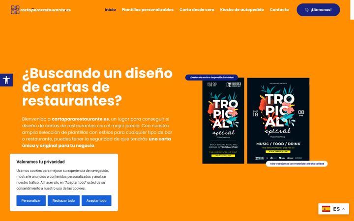 Screenshot of cartapararestaurante.es