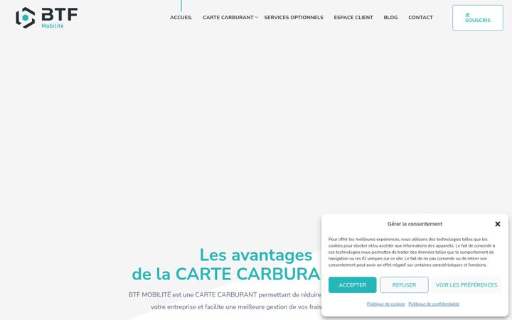 Екранна снимка на carte-carburant-btf.fr