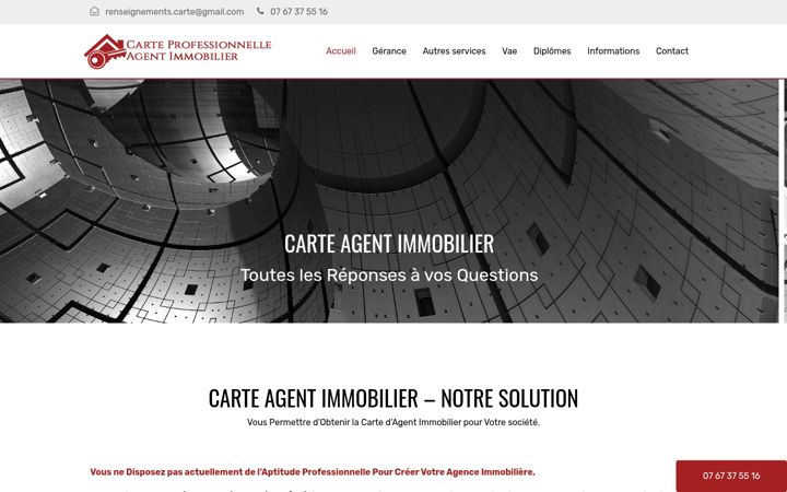 Екранна снимка на carte-professionnelle-agent-immobilier.fr