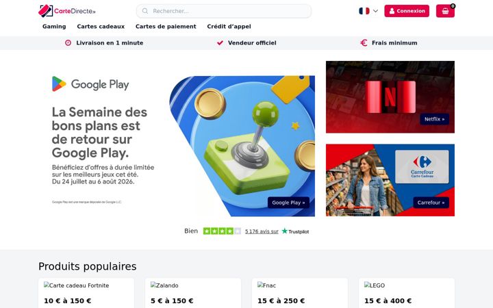 Zrzut ekranu cartedirecte.fr