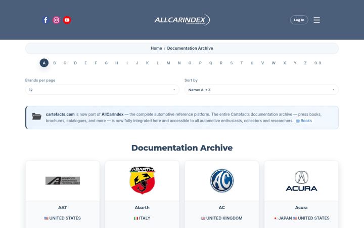 Screenshot of cartefacts.com