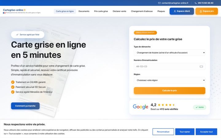 Zrzut ekranu cartegrise-online.fr