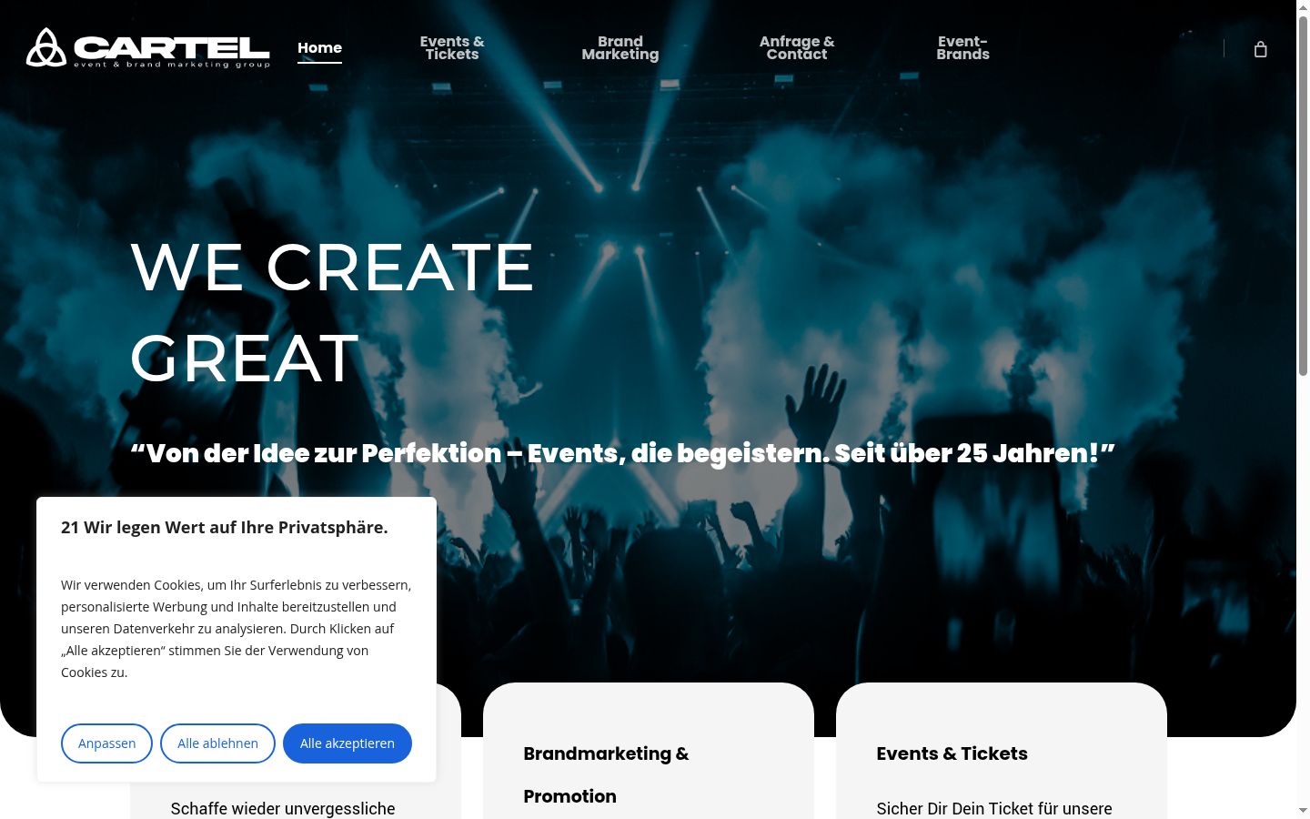 Screenshot del banner di consenso mostrato prima di qualsiasi interazione