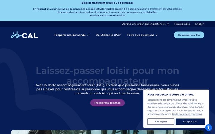 Capture d'écran de carteloisir.ca