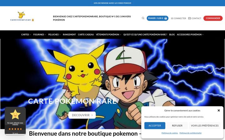 Screenshot of cartepokemonrare.com