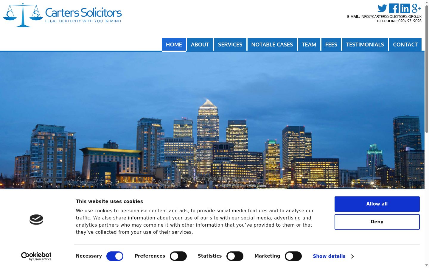 Screenshot of the consent banner shown before any interaction