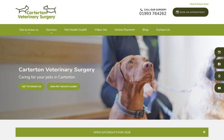 Screenshot of cartertonvets.co.uk