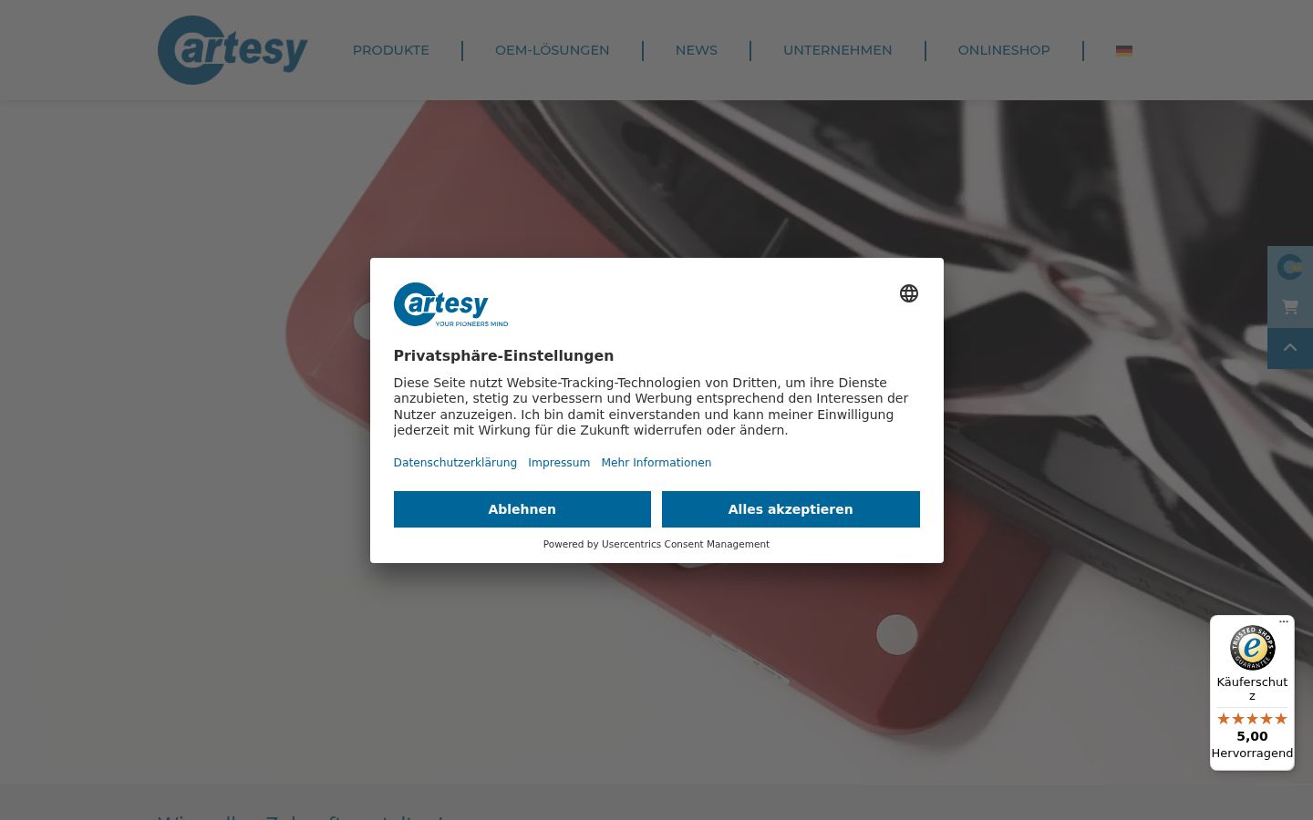 Screenshot del banner di consenso mostrato prima di qualsiasi interazione