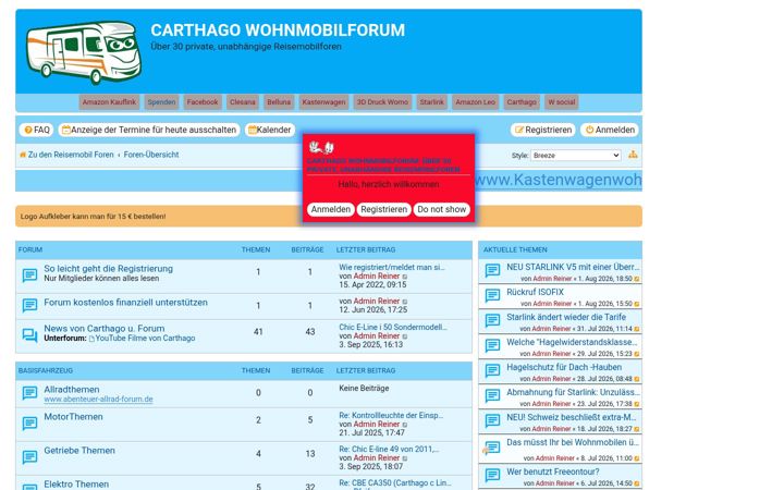 Snímek obrazovky carthagowohnmobilforum.de