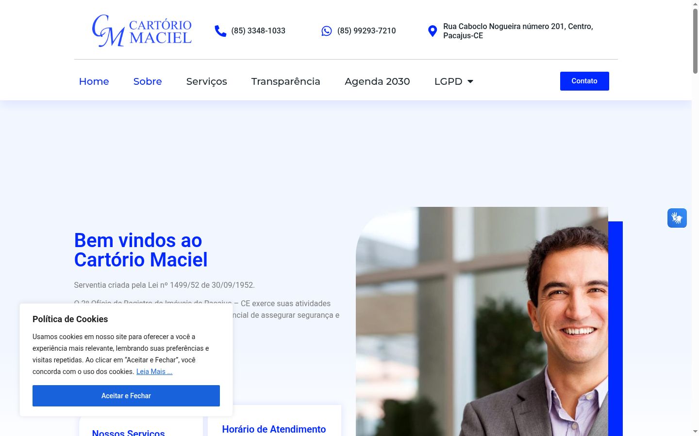 Screenshot del banner di consenso mostrato prima di qualsiasi interazione