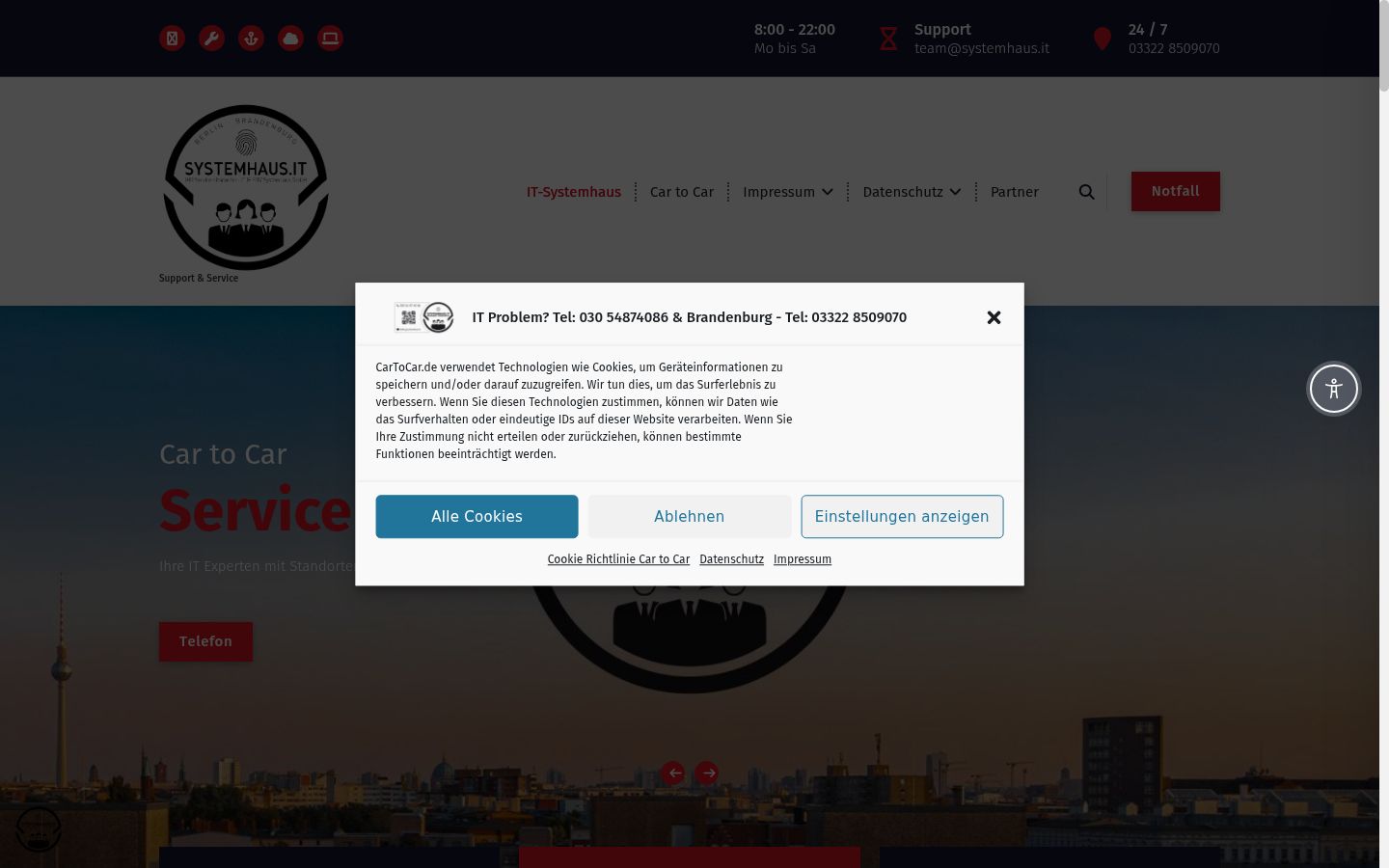 Captura de pantalla del banner de consentimiento mostrado antes de cualquier interacción