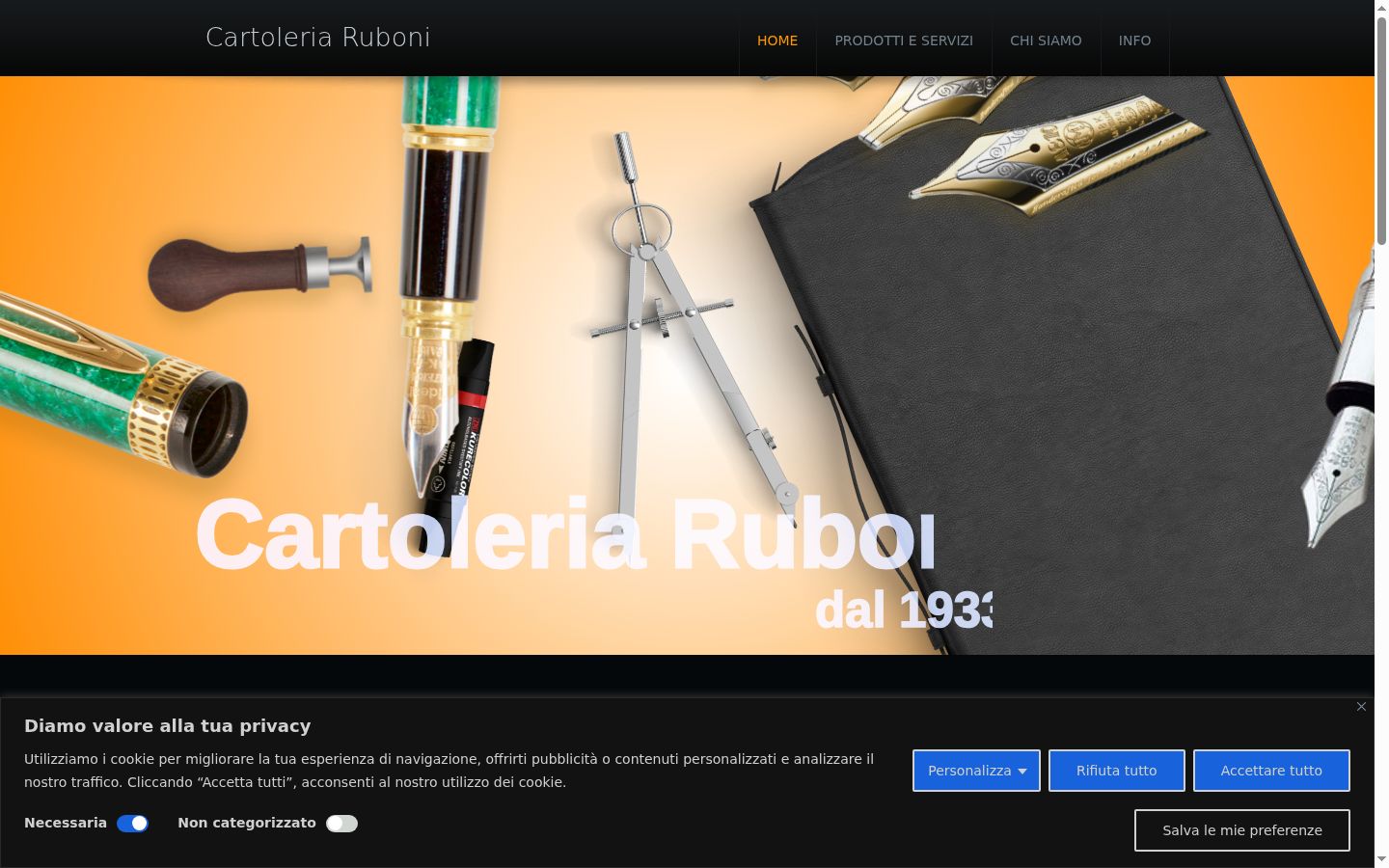 Screenshot del banner di consenso mostrato prima di qualsiasi interazione