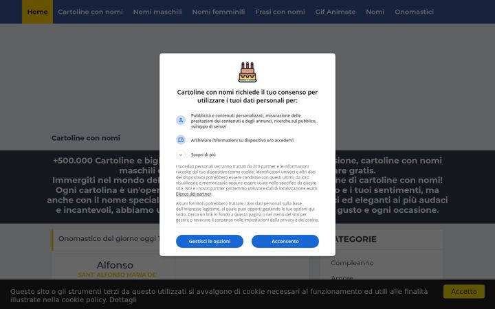 Screenshot of cartolineconnomi.com