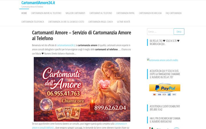 Ekrano kopija cartomantiamore24.it