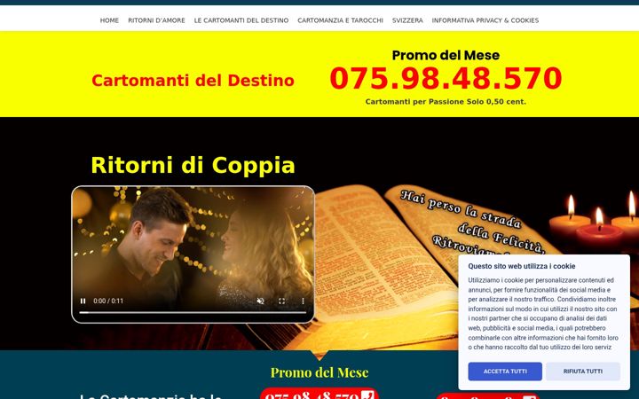 Ekrano kopija cartomantideltuodestino.it