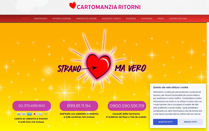 Screenshot of cartomanziaritorni.com