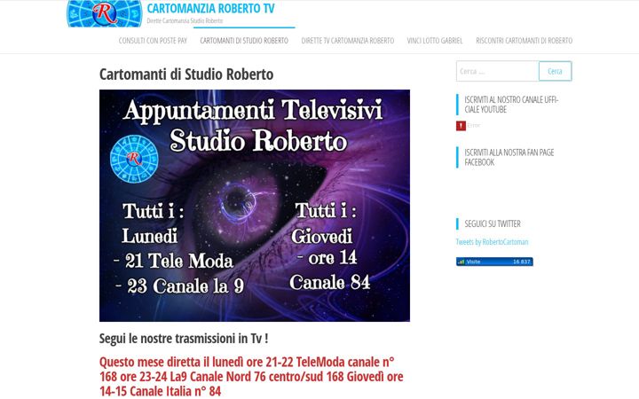 Screenshot of cartomanziarobertotv.it