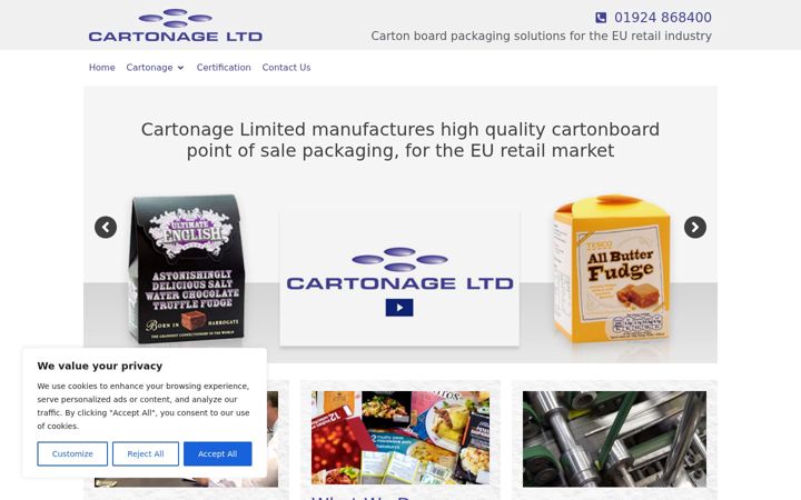 Screenshot of cartonage.com