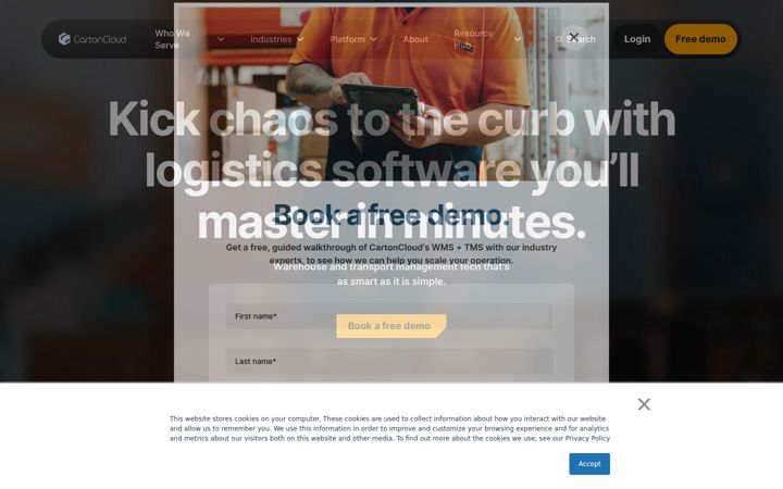 Screenshot of cartoncloud.com