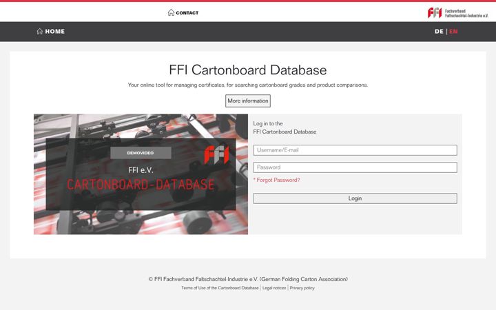 Screenshot of cartondatabase.com
