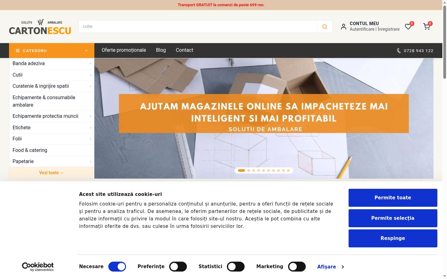 Screenshot del banner di consenso mostrato prima di qualsiasi interazione