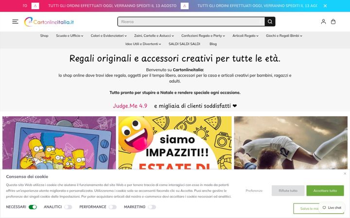 Ekrano kopija cartonlineitalia.it