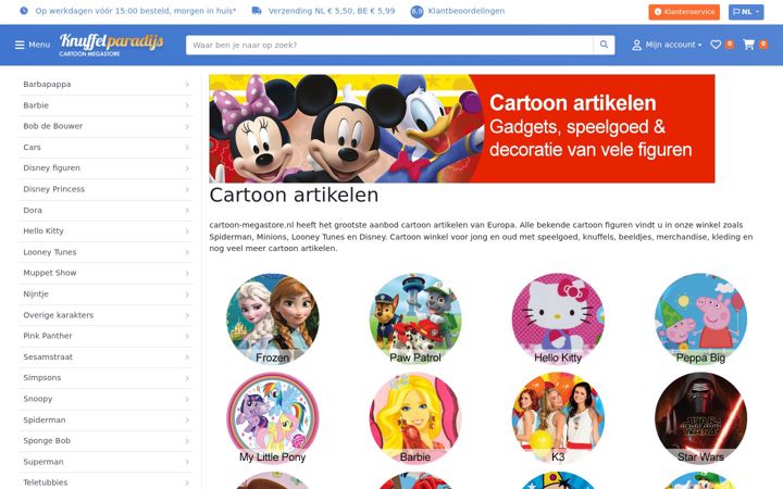Screenshot of cartoon-megastore.nl
