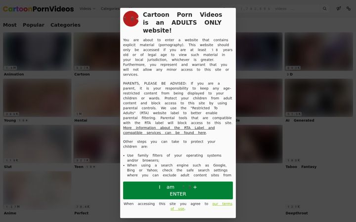 Screenshot of cartoonpornvideos.com