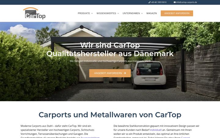 Screenshot of cartop-carport.de