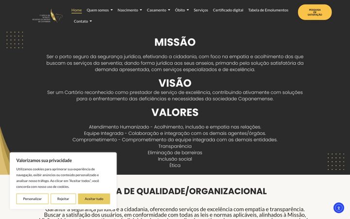 Képernyőkép: cartorio1capanema.com.br