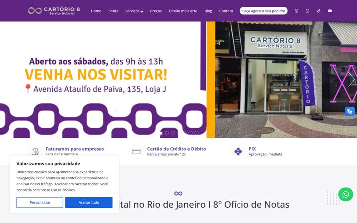 Screenshot of cartorio8.com.br