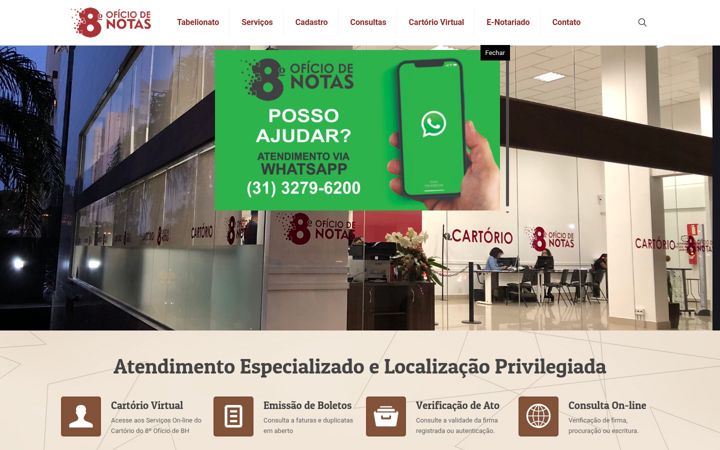 Screenshot of cartorio8oficiobh.com.br