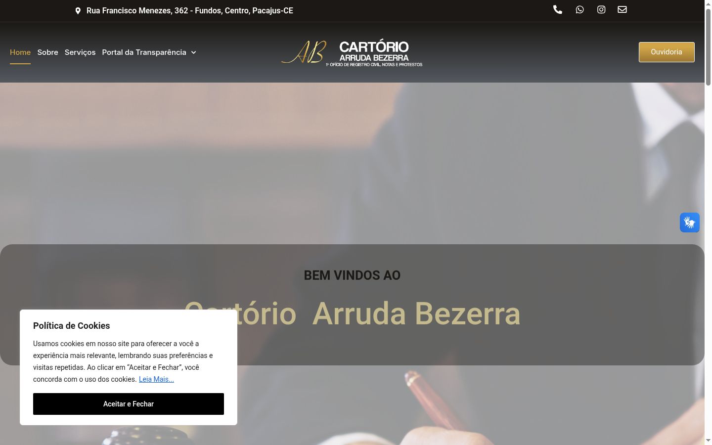 Screenshot of the consent banner shown before any interaction