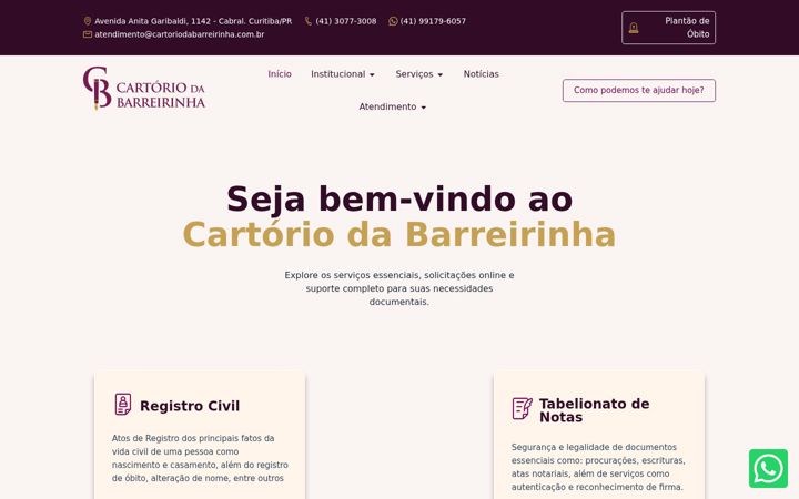 Screenshot of cartoriodabarreirinha.com.br