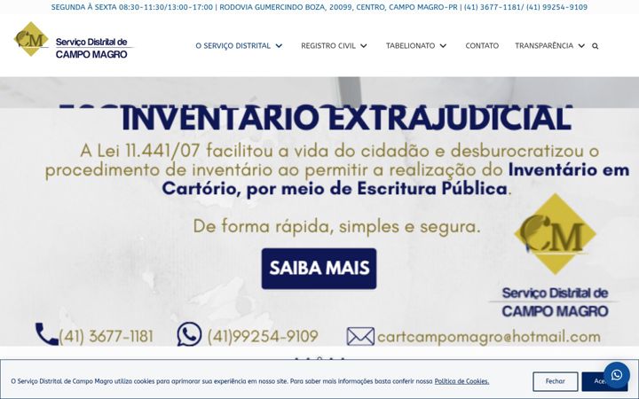 Screenshot of cartoriodecampomagro.com.br