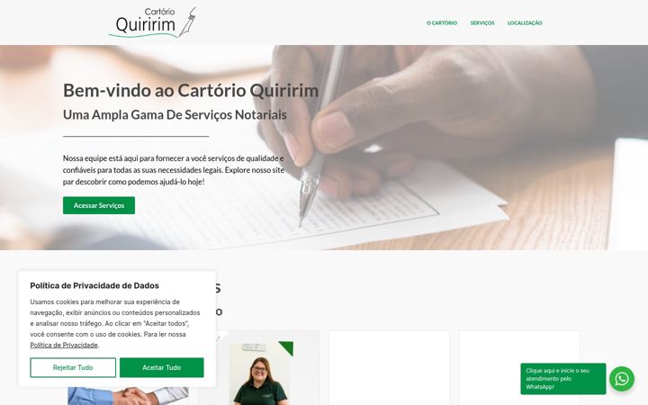 Captură de ecran a cartoriodequiririm.com.br