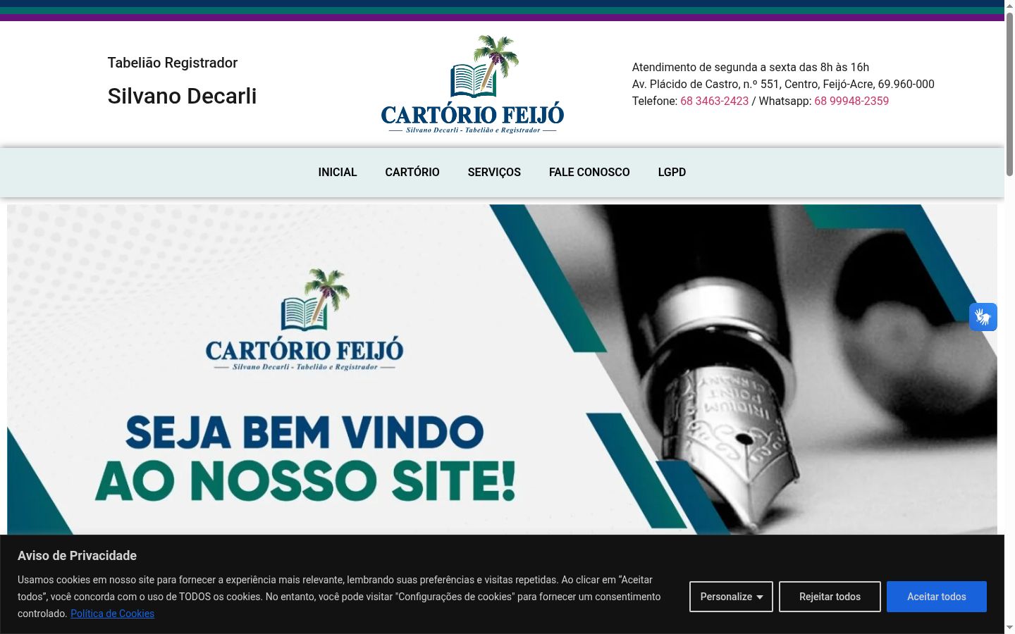 Screenshot of the consent banner shown before any interaction