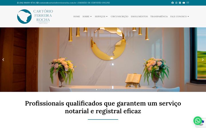 Captură de ecran a cartorioferreirarocha.com.br