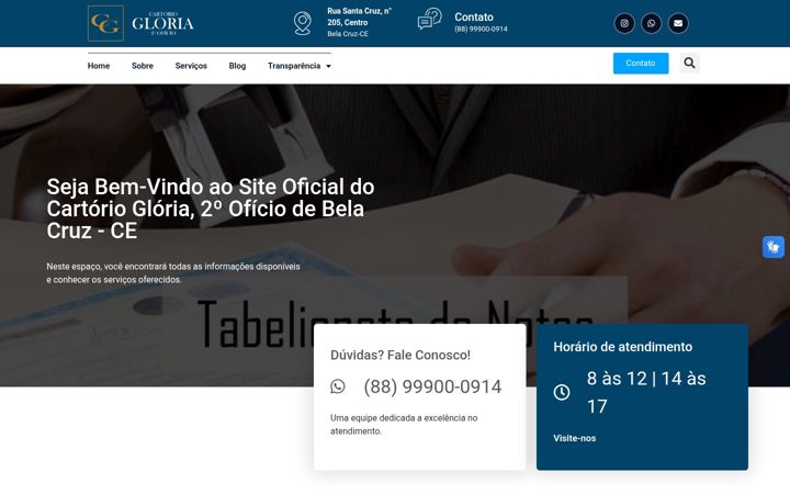 Captură de ecran a cartoriogloria2.com.br