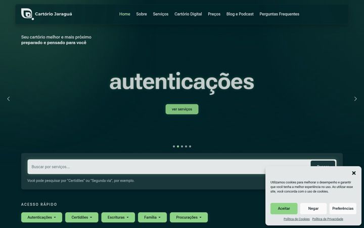 Captură de ecran a cartoriojaragua.com.br