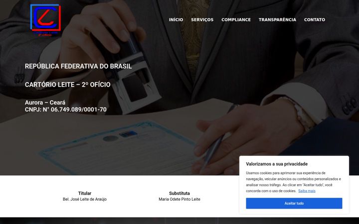 Captură de ecran a cartorioleite.com.br