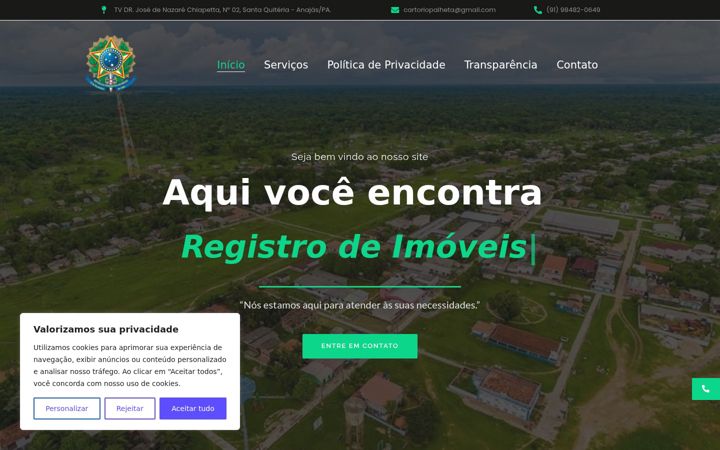 Screenshot of cartoriopalheta.com.br