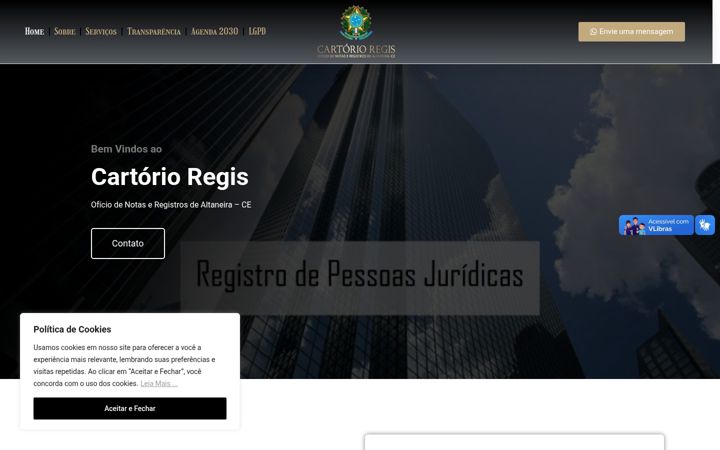 Screenshot of cartorioregis.com.br