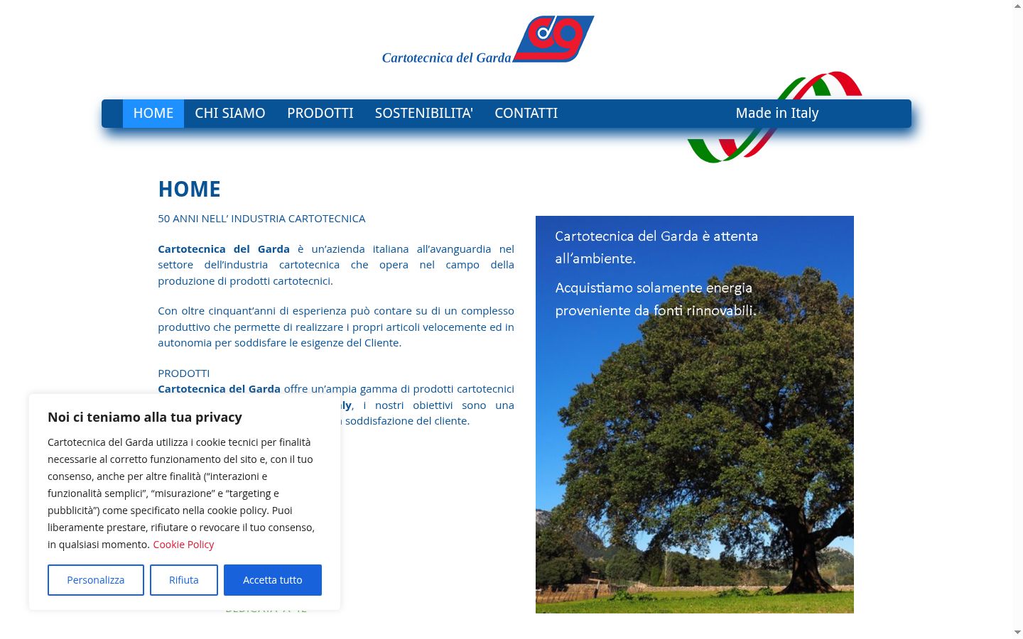 Screenshot del banner di consenso mostrato prima di qualsiasi interazione