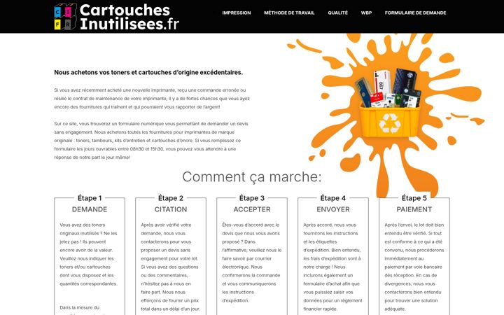 Screenshot of cartouches-inutilisees.fr